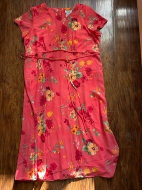 Cottage core Floral Dress with Yellow & Green Accents Flowy Butter Mom